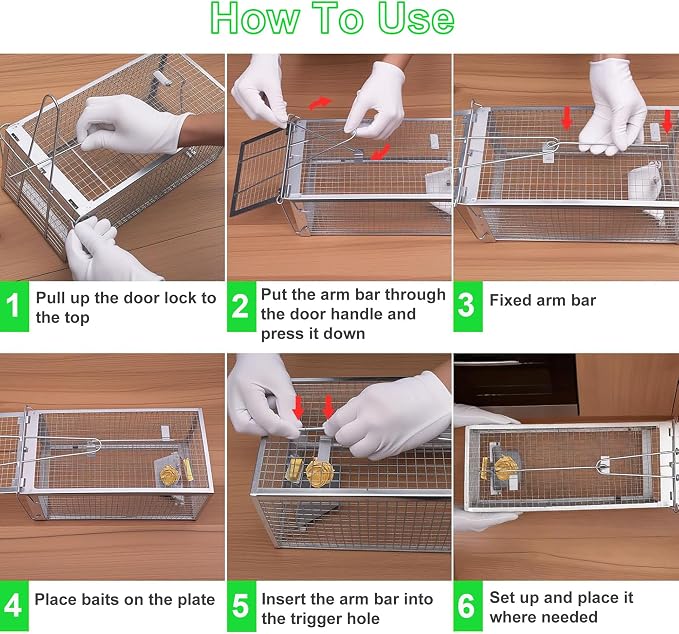 Humane Rat Traps, No Kill Small Animal Cage Trap, Live Mouse Trap Cage Catch and Release, Trampa para Ratones, Chipmunk Rodent Trap that Work for Indoor and Outdoor - 12.3" L x 6.5" W x 5.3" H