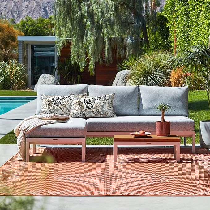 LVTXIII 2 Pack Outdoor Lumbar Pillow Covers 12x20 Inch with Piping, Water-Repellent Back Cushion Covers ONLY for Patio Furniture, Sofa, Garden Bench, Dailey Tan