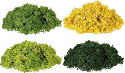 uxcell Preserved Reindeer Moss, 14oz Fake Moss for Crafts Artificial Dried Moss for Decoration Terrariums Potted Plants, Light Green/Dark Green/Yellow/Chartreuse