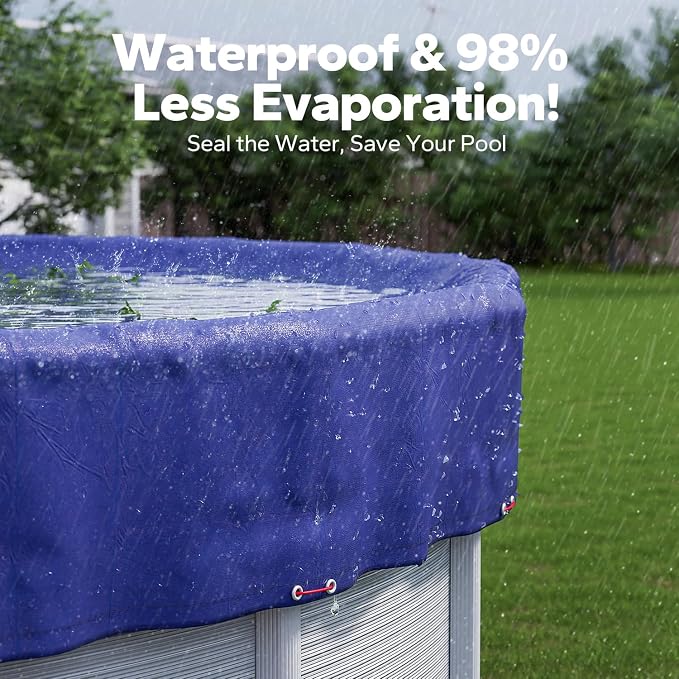 12 FT Round Pool Cover, [ 2025 Upgraded ] Above Ground Pool Cover, Heavy Duty Winter Pool Cover, Cold and UV Resistant, Cable and Pulley System