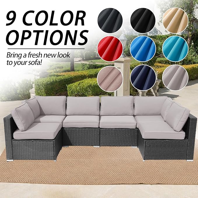 14Pcs Patio Cushion Covers Replacement Splashproof UV-Resistant Inelastic Covers with Zippers, Max Compatible 25.6x25.6x4inch Patio Cushion, for 7 Pcs Outdoor Patio Furniture Sets