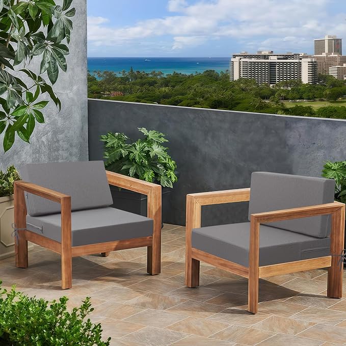 idee-home Outdoor Chair Cushions for Patio Furniture, Outdoor Seat Cushion | Waterproof Couch Hampton Bay Deep Seat Replacement Chair Cushions for Garden Backyard Deck 26.5 x 26.5