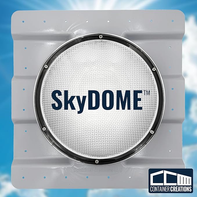 SkyDOME Extra-Large Skylight for Shipping Containers - Solar Lighting for Conex Container - Premium 12-inch Polycarbonate Dome Skylight - Natural Solar Light, Container Accessory, Easy to Install