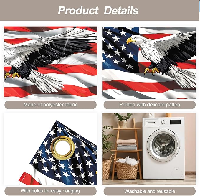 6 * 13FT Eagle flag 4 of July Garage Door Cover Decorations Independence Day Garage Door Banner for Outdoor Indoor Patriot Party Photography Backdrop