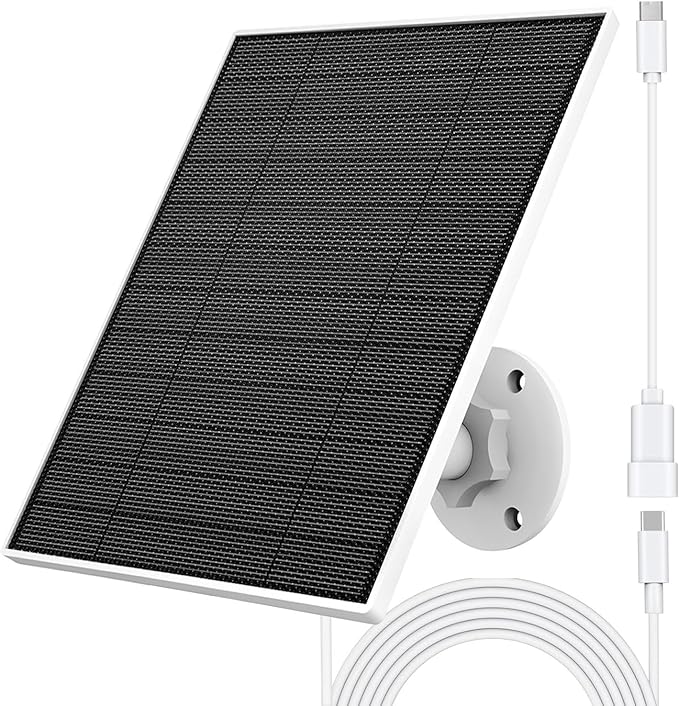 Solar Panel for Eufy Camera, 5W Solar Panel Compatible with Eufycam 3/3C/2/2 Pro/2C/2C Pro/E/E20/E40/L20/L40, Solar Charger for Eufy Camera with USB-C Port, Micro USB Adapter, IP65 Waterproof