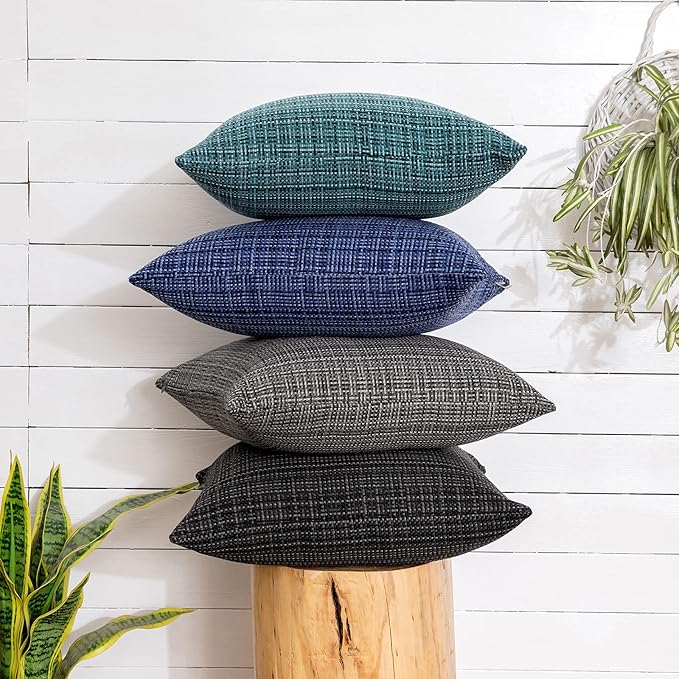 MIULEE Outdoor Waterproof Throw Pillow Covers Decorative Farmhouse Water Resistant Cushion Covers for Tent Patio Garden Couch Sofa Pack of 2, 16x16 Inch Black