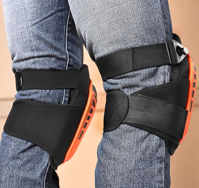 BALENNZ Professional Knee Pads for Work - Heavy Duty Foam Padding Gel Construction Knee Pads with Strong Double Straps – Comfortable Knee Protection for Indoor and Outdoor Use (Knee High Orange)