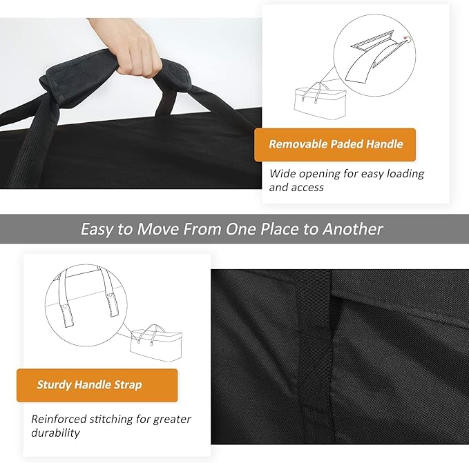 NettyPro Patio Cushion Storage Bags 2 Pack Water-Resistant Extra Large Bag for Outdoor Cushions Heavy Duty Patio Furniture Storage Bag 65 Inch, Black