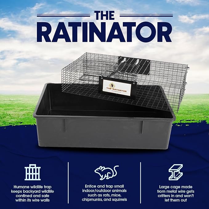 Rugged Ranch 2-Pack Ratinator Indoor or Outdoor Multi-Catch Rat Trap - Humane Live Cage Catcher, Rodent Control for Homes, Barns, Attics, Garages, Sheds, Gardens and Farms