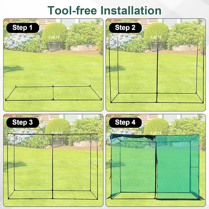 Crop Cage Plant Protection Tent 6.5 x 10 x 6.5 Feet, Easy to Install Protection Garden Cages, Crop Cages with Storage Bag Suitable for Garden Patio Lawn