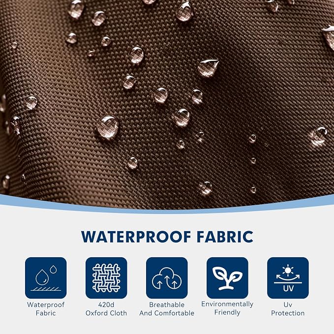 Non-Slip Outdoor Chaise Lounge Chair Cushion, Waterproof 74.4 x 22 x 4.7 Inches Lounge Chair Cushions for Outdoor Patio Furniture with Ties, Pool Chaise Lounge Cushions Replacement, Brown