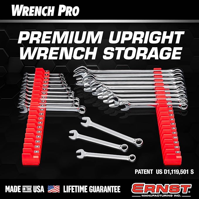 Ernst Manufacturing Wrench Pro - Modular Wrench Organizer for 40 Tools with Magnetic Base (Hi-Viz) - Made in the USA
