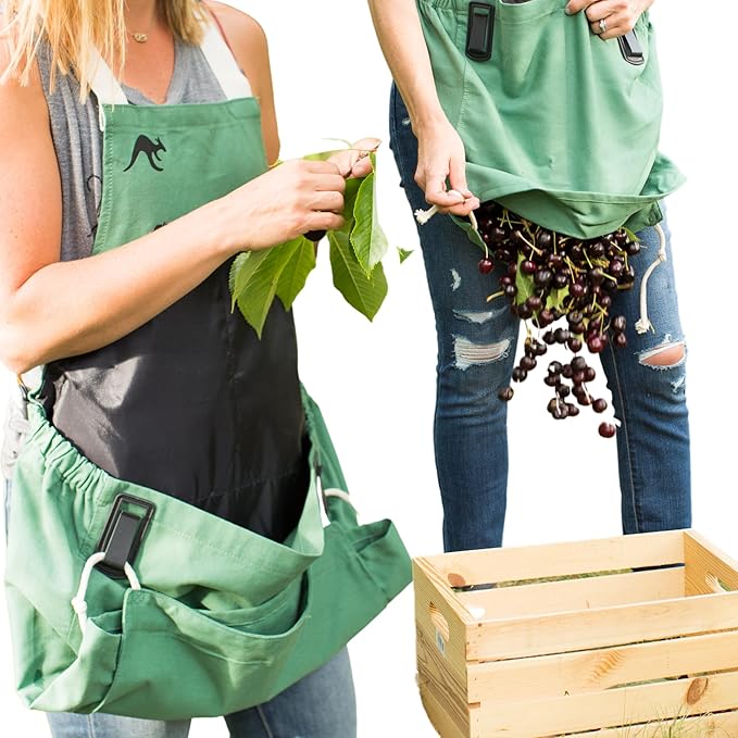 Roo Gardening Apron with Pockets for Women & Men - Canvas Garden Apron with Harvesting Pouch, Water-Resistant, Washable