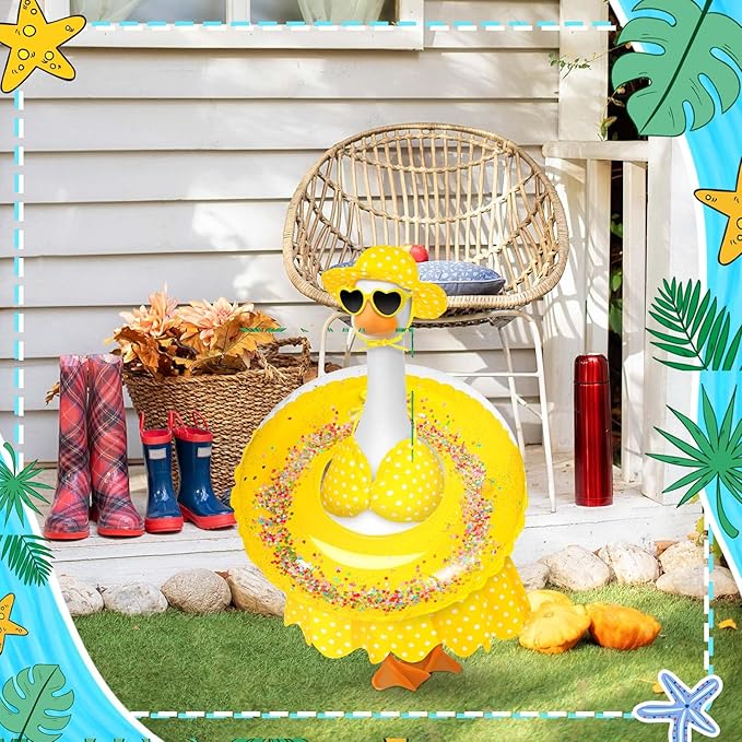 JcHrmers Bikini Goose Outfits Summer Goose Clothes with Swimsuit Floatie Hat Sunglasses