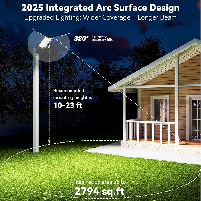 MMKT Solar Lights Outdoor Waterproof, 12000W 3 Colors Commercial Solar Street Light, Solar Parking Lot Lamp, Dusk to Dawn Security Flood Lights with Motion Sensor for Yard,Garden,Garage