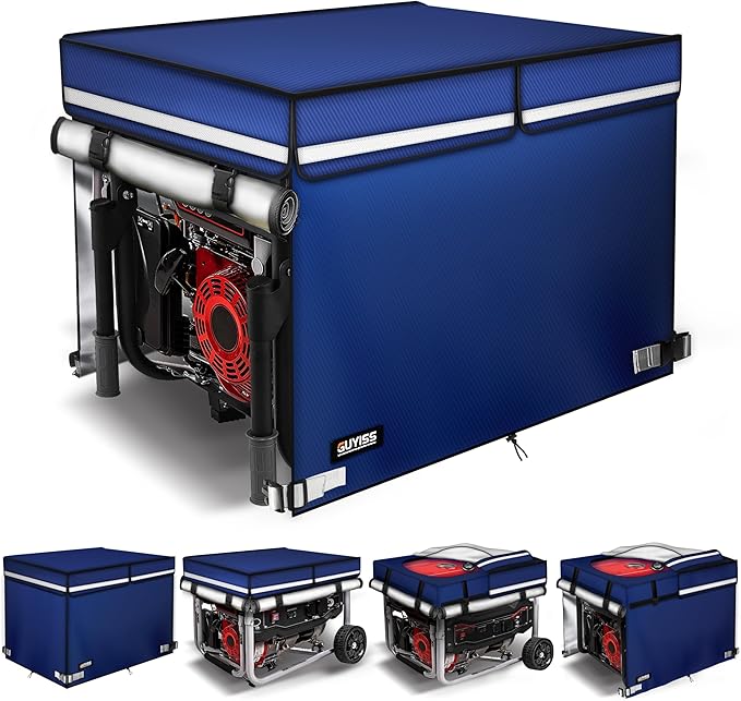 2025 Upgrade 900D+210D Heavy Duty Thicken Fabric. GUYISS Generator Covers While Running. 360° All-round Double-layer Protection. 38’’L×28’’W×27’’H. The Top can be Opened for Adding fuel. Blue.