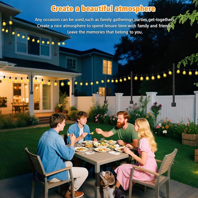 10 Pack 2.8FT String Light Poles,Metal Lights Poles for Outdoor String Light, Rustproof Heavy Duty for Outside Garden,Patio,Wedding,Backyard,Deck,Party