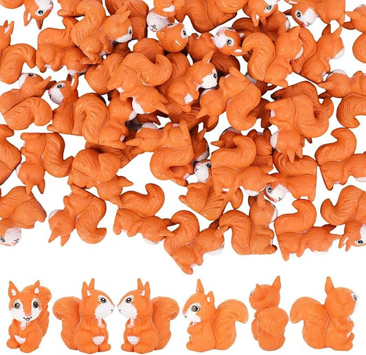 50pcs Mini Squirrel Figurines, Adorable Tiny Miniature Squirrels Plastic Toy Figures Small Animal Ornament Little Statue Decorations for Outdoor Garden Landscape Potted Plants DIY Crafts & Home Decor