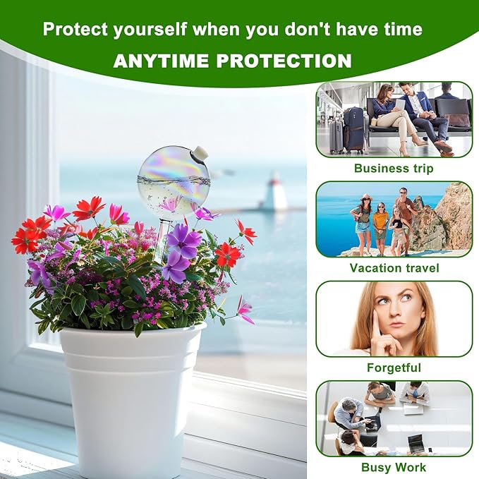 4 Pack Plant Watering Globes - 380ml Self-Watering Bulbs, Automatic Plant Waterer for Indoor & Outdoor Potted Plants, Vacation Plant Care Essential, Decorative Glass Design (380ml/13oz)