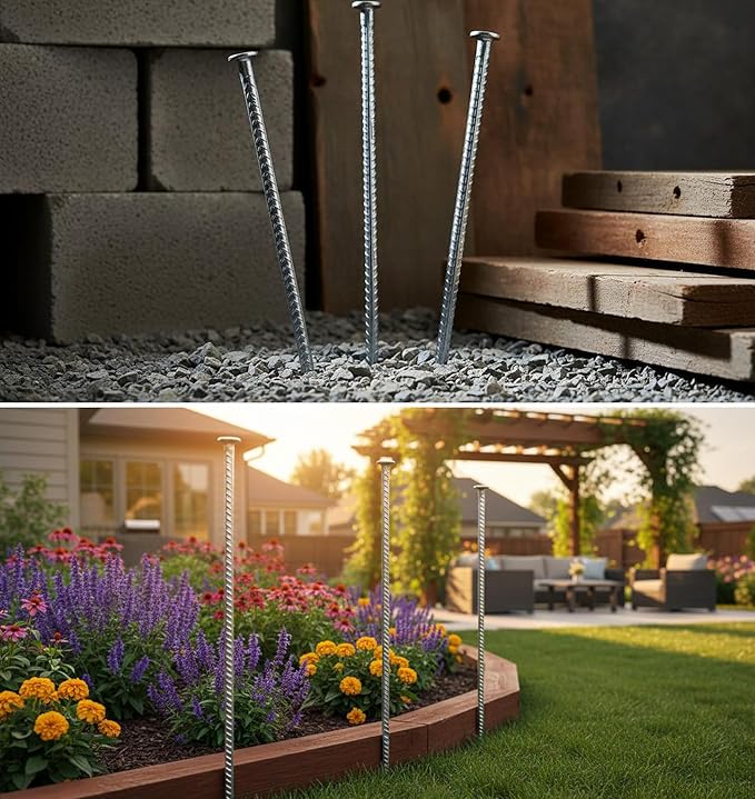 Rebar Stakes 28 Pack 16 inch Heavy Duty -Metal Ground Anchoring Spikes for Asphalt, Tents, Survey Markers & Outdoor Use 0.5 Inch Diameter