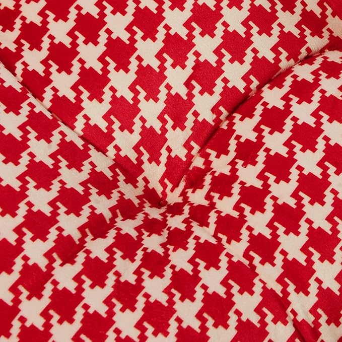 2-Pack Outdoor/Indoor Wicker Patio Seat Cushion Pad with Ties - Dining Chair Cushion, 17" x 17" (Red Houndstooth)