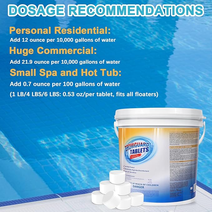 Bromine Tablets for Spa Hot Tub, Bromine Tablets for Pools, Pre-Stabilized, Low Chlorine Odor,Great Chlorine Alternative