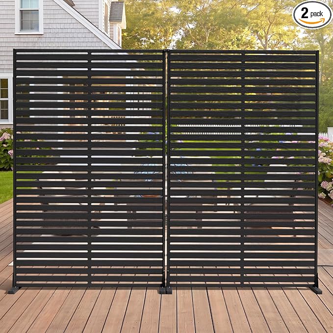 Privacy Fence Screen Outdoor Freestanding Privacy Panel, 72" H×47" W HDPE Decorative Panels with Stand, Room/Garden Divider, Outdoor Privacy Screen for Patio,Deck, Balcony, Pool