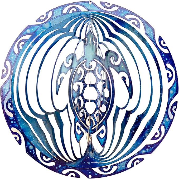 VP Home Tribal Turtle Kinetic Wind Spinners for Yard and Garden Wind Spinner Outdoor Metal Large Hanging Turtle Decor 3D Garden Art Wind Sculpture Spinners Kinetic Art Lawn Ornaments, 12x15 inches