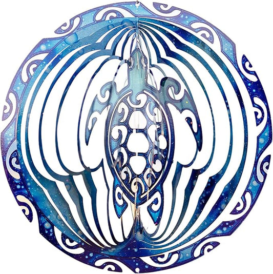 VP Home Tribal Turtle Kinetic Wind Spinners for Yard and Garden Wind Spinner Outdoor Metal Large Hanging Turtle Decor 3D Garden Art Wind Sculpture Spinners Kinetic Art Lawn Ornaments, 12x15 inches