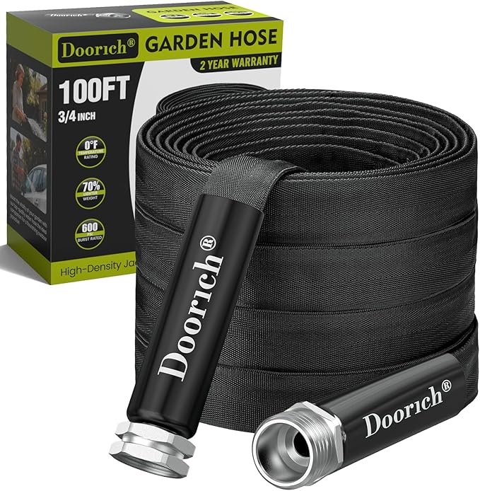 Garden Hose, Lightweight, Ultra Flexible, Durable, Kink-Free Water Hose - Made of TPU, Drinking Water Safe Material, Non-Shrinking, Easy to Store, All-Weather, Black (100 FT)