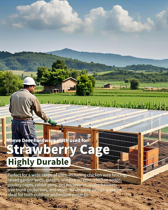 Hardware Cloth 1/4 inch 48 x 50 Ft 23-Gauge - Hot-Dip Galvanized After Welding - Chicken Wire Fence Roll, Galvanized Wire Mesh Roll, Welded Wire Fencing, Cage Wire, Chicken Coop/Run Cover
