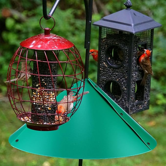 Domensi 4 Sets 18 Inches Squirrel Baffle for Bird Feeder Pole, Outside Pole Mount House Guard Bird Feeder Baffle for Shepherd's Hook, Preventing from Squirrels, Raccoons(Green)