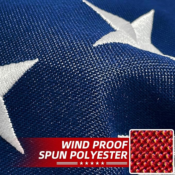 Premium American Flag 3x5 Ft 2 Pack TearProof Series for Outside, Heavy Duty Outdoor，Longest Lasting, Super Tough Fade Resistant Spun Polyester, High Wind US Outdoor Flags Embroidered Stars, Sewn Stripes, Brass Grommets