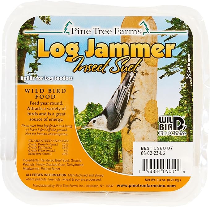 12 Pack Pine Tree Farms Log Jammer Insect Suet 3 Plugs Per Pack (36 Plugs Total)