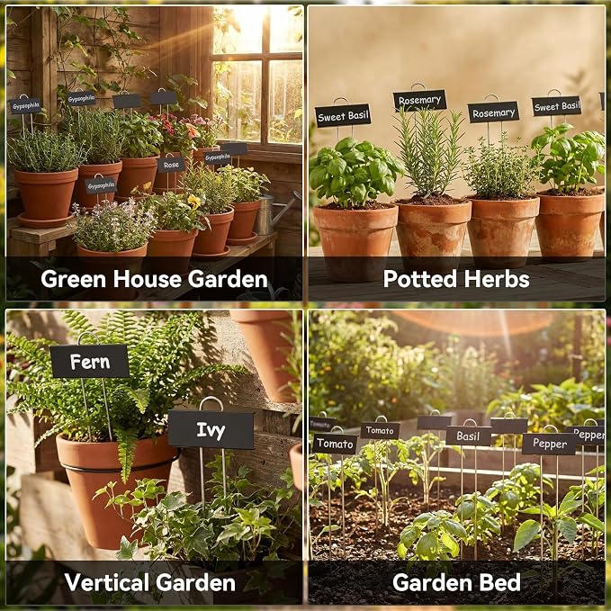 Greaner Black Plant Tags 60 Packs, 10.6 Inch Tall Garden Labels Outdoor Waterproof, Plant Tags for Outdoor Garden Waterproof with Permanent Marker and PET Film
