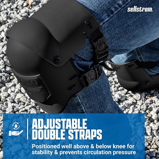 Sellstrom Ultra Flex KneePro Professional Knee Pads for Men & Women with Thick Foam Cushioning & Heavy Duty Hard Outer Shell - Adjustable Straps with Quick-Clips & Ergonomic Metal Hinges - for Construction Work, Gardening, Roofing, Flooring