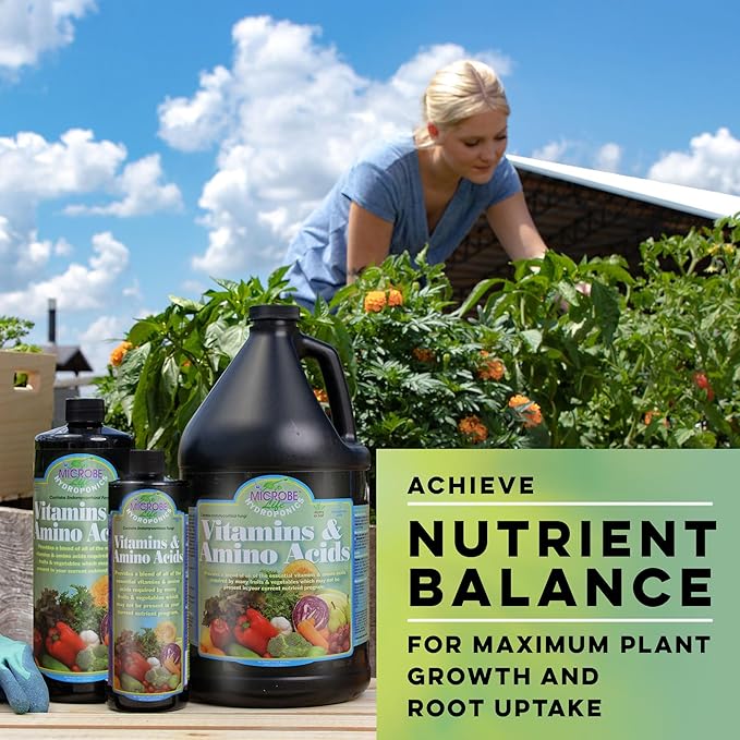 Microbe Life Hydroponics Premium Vitamins & Amino Acids Essential for Maximum Plant Growth and Root Uptake, Use with Any Feeding Systems Including Hydroponics or Soil, 1 Gallon