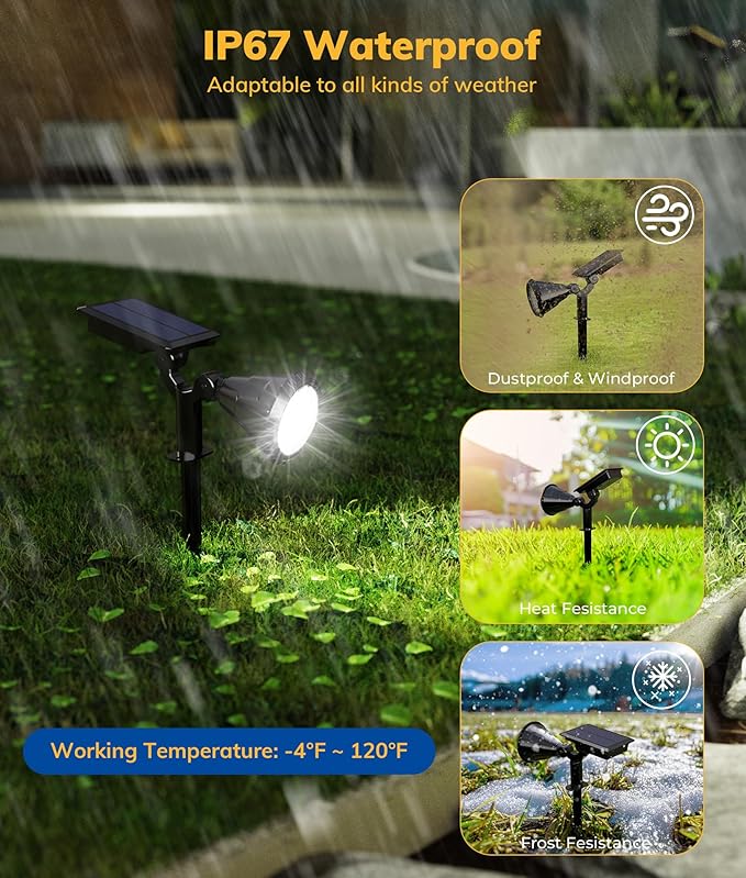 NBKLS Solar Spot Lights for Outside, 21 LED Outdoor Solar Lights for Yard, 6 Pack Solar Spotlights Waterproof Auto On/Off for Landscape, Wall, Garden, Pool, Tree, Pathway and Driveway(White)