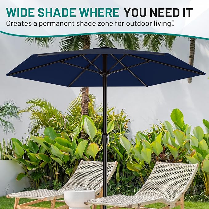AreShark 11 FT Patio Umbrella for Outdoor, Outdoor Table Umbrella with Push Button Tilt and Crank, Outdoor Patio Umbrellas with 6 Sturdy Ribs, Patio Umbrellas for Market, Garden, Pool (Navy)