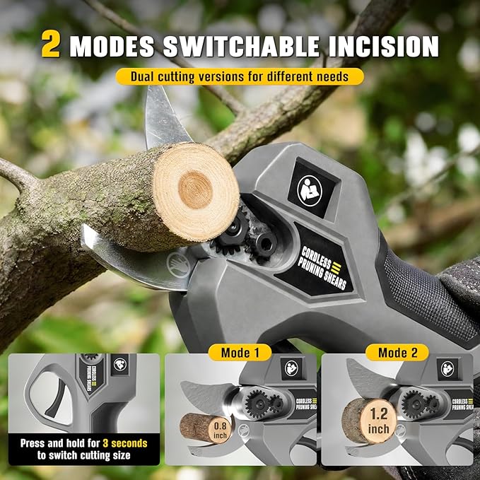 Electric Pruning Shears for DeWalt 20V Battery, Brushless Cordless Trimmer Branch Cutter with SK5 Blades, Adjustable Cutting Diameter 0.8-1.2 Inch for Garden Tree Pruner Branch(Tool Only)