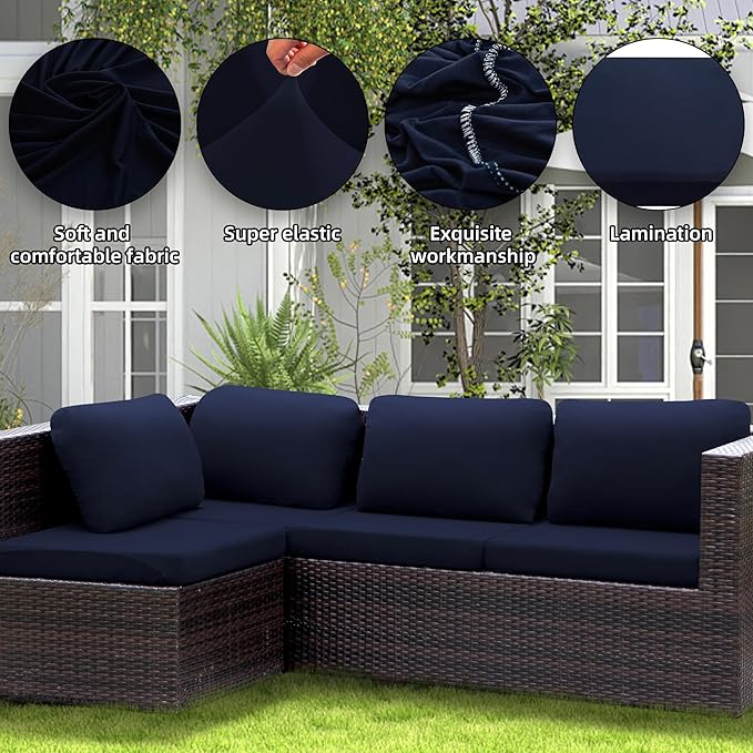 Outdoor Cushion Covers Set,8PCS Patio Furniture Couch Seat Slipcovers, Replacement for Sofa Sectional Chair(Cover，Only)