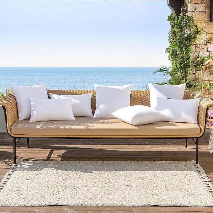 MIULEE Pack of 2 16x16 Outdoor Pillow Inserts, Outdoor Throw Pillows Water-Resistant Decorative Premium Square Pillow Stuffer Sham for Porch Swing Couch Sofa Cushion Patio Furniture