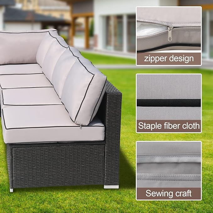14Pcs Patio Cushion Covers Replacement Splashproof UV-Resistant Inelastic Covers with Zippers, Max Compatible 25.6x25.6x4inch Patio Cushion, for 7 Pcs Outdoor Patio Furniture Sets