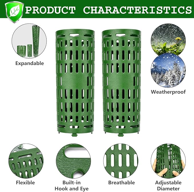 YGAOHF Tree Trunk Protector - 15 Pack Plant and Tree Guard Protector, Expandable Tree Bark Protector, Great Protection from Trimmers, Mowers, Animals (Green)
