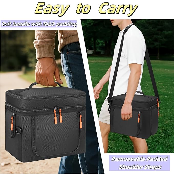 Storage Carrying Case Compatible with BLUETTI EB3A/AC2A/AC2P/Elite 30 V2 - Travel Padded Bag with Multi-Pockets, Shoulder Strap & Handle for BLUETTI Portable Power Station Accessories (Bag Only)