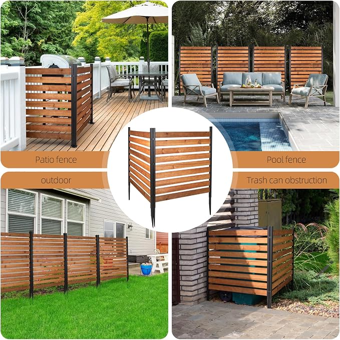 Kryonix 42" H x 38" W No Dig Privacy Fence,2 Panels Pine Wood Outdoor Privacy Screen for Pool Equipment Enclosure,Patio Fence, Air Conditioner Fence,Trash Can Fence