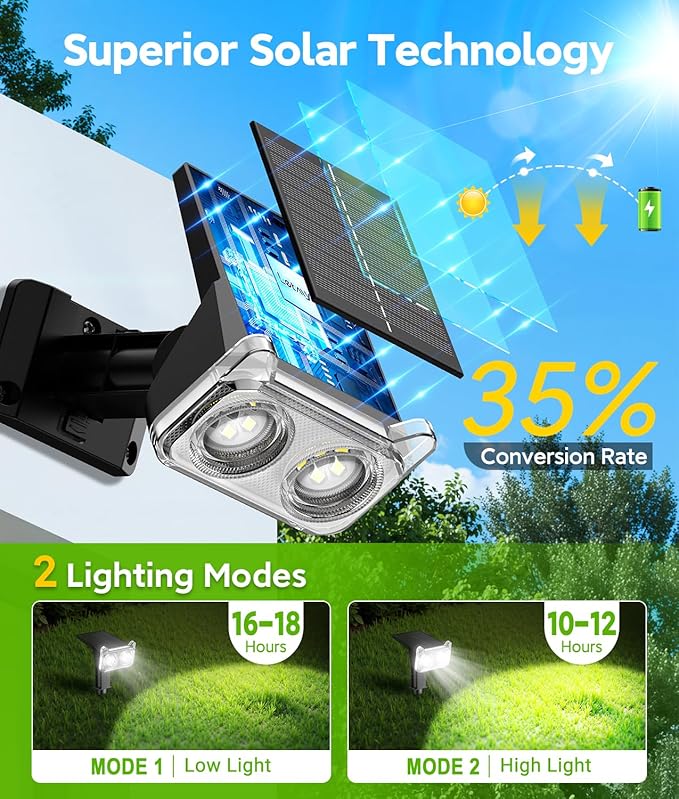 LETMY Solar Lights Outdoor Waterproof IP65, 6 Pack Solar Spot Lights Outdoor With 14 Big LEDs, 2-in-1 Wall Lights & 2 Modes Solar Powered Landscape Spotlights for Garage Pathway Yard Decor Garden Gift