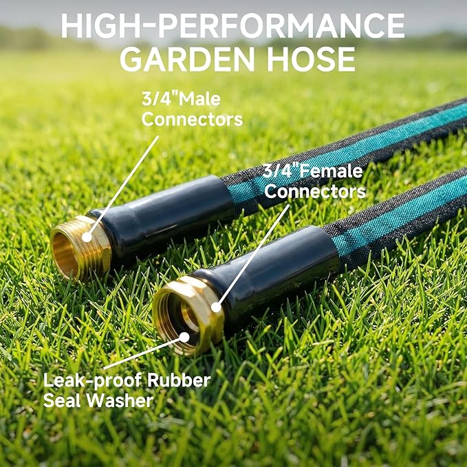 50FT Lightweight Garden Hose – Kink-Resistant, Flexible, High-Pressure Hose for Outdoor Watering, Lawn Care, Garden, and Car Cleaning