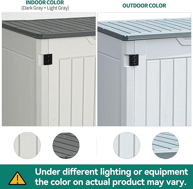 YITAHOME Large Outdoor Horizontal Storage Shed, 47 cu ft Resin Tool Shed w/o Shelf, Outdoor Waterproof Storage with Floor for Trash Cans, Garden Tools, Lawn Mower, Lockable, 4.5x2.8x3.9 ft, Light Gray