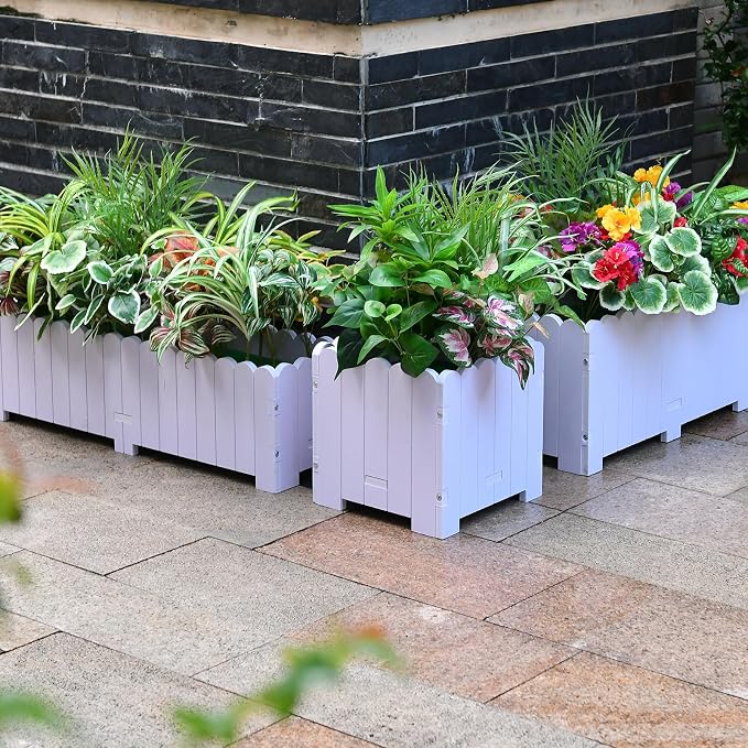 Artificial Plants Outdoor Greenery Stems, 14PCS Faux Greenery Bushes UV Resistant Plastic Shrubs with Real Touch Flexible Leaves, Fake Plants for Planter Garden Patio Porch Window Box Fence Yard Decor